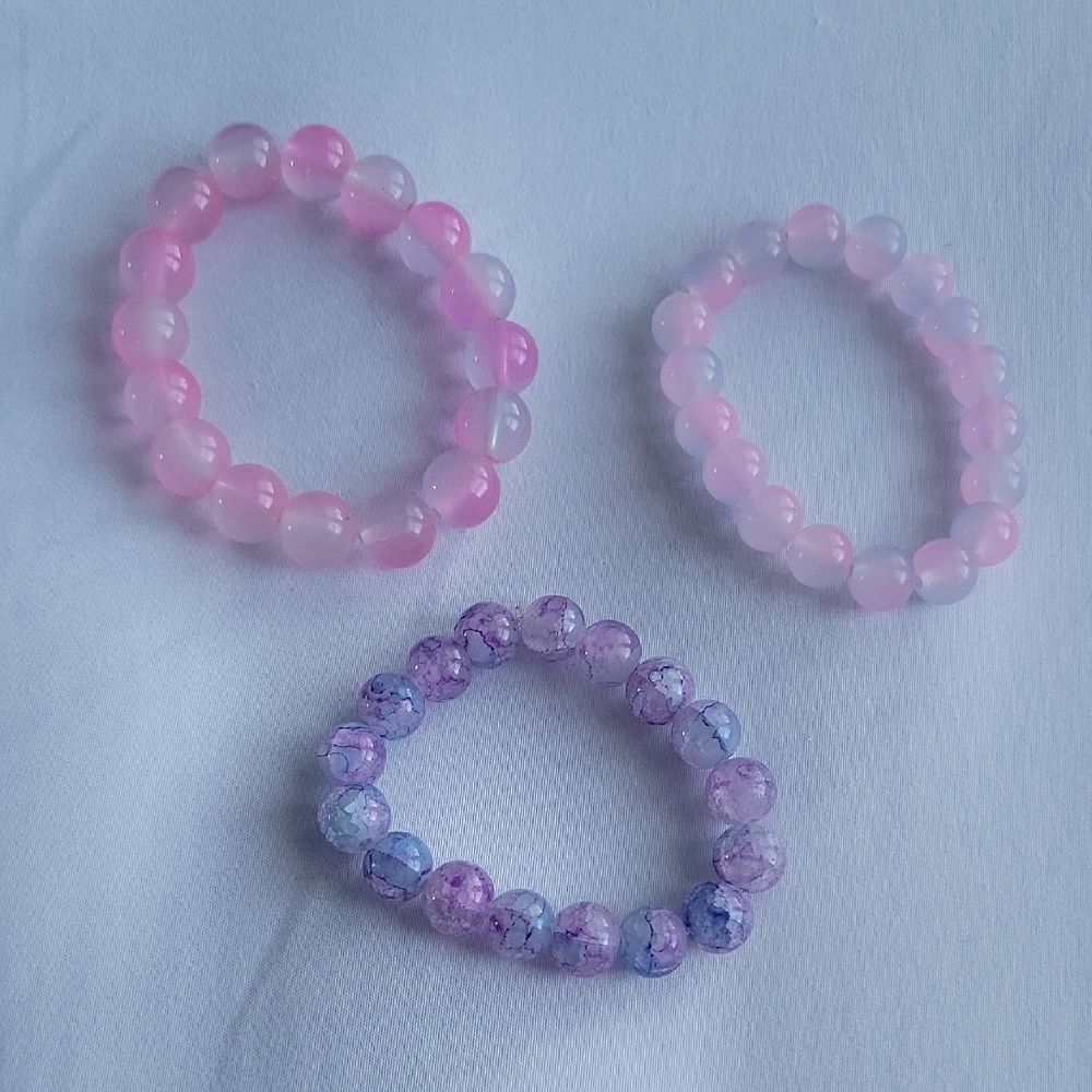 Pink and Purple Beaded Bracelets